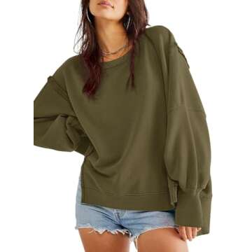 Beaully Women's Casual Oversized Crew Neck Sweatshirt