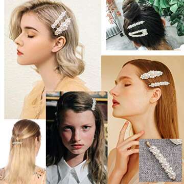 Warmfits Pearl Hair Clips Pearl Hair Accessories Gift for Women Girls - 10pcs Elegant Large Big Hair...
