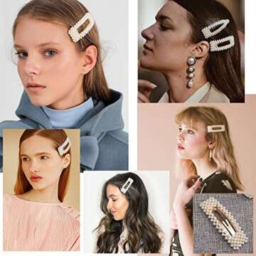 Warmfits Pearl Hair Clips Pearl Hair Accessories Gift for Women Girls - 10pcs Elegant Large Big Hair Styling Pearl Hair Pins Bridal Hair Barrettes for Wedding, Party and Daily Wearing