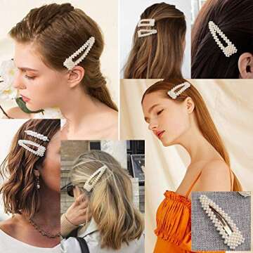 Warmfits Pearl Hair Clips Pearl Hair Accessories Gift for Women Girls - 10pcs Elegant Large Big Hair Styling Pearl Hair Pins Bridal Hair Barrettes for Wedding, Party and Daily Wearing