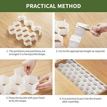 Kocuos Adjustable Honeycomb Drawer Organizer for Socks