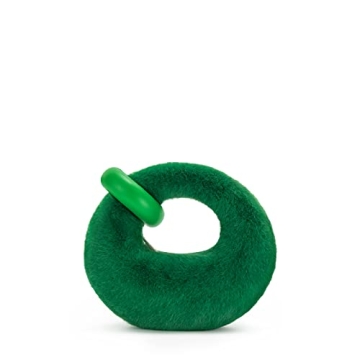 Stunning JW PEI Abacus Top Handle Faux Fur Purse in Grass Green