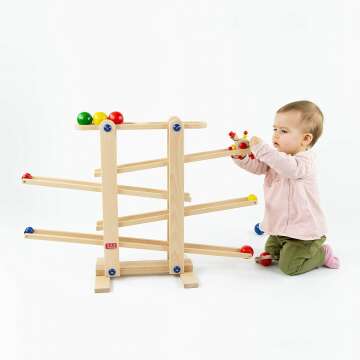 Wooden Marble Run for Toddlers - Sustainable Beech Toy