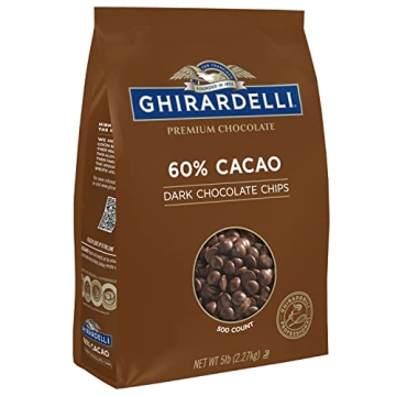 Ghirardelli 60% Cacao Dark Chocolate Chips 5lb Bag for Baking and Desserts