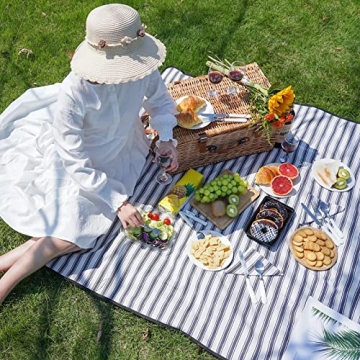 Picnic Basket with Cooler, Blanket & Wine Glasses for 4