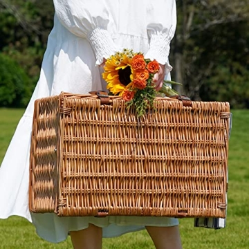 Picnic Basket with Cooler, Blanket & Wine Glasses for 4