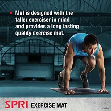 SPRI Exercise Mat for Fitness, Yoga, Pilates, Stretching & Floor Exercises, Black, 48"L x 20"W x 1/2-Inch Thick