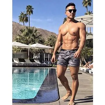 Taddlee Swimwear Men Basic Long Swimming Trunk Surf Camo Shorts Swimsuits Pocket Gray Medium