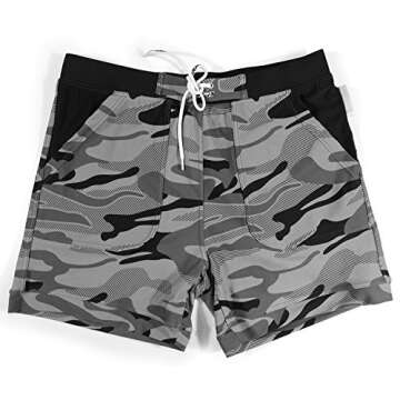 Taddlee Swimwear Men Basic Long Swimming Trunk Surf Camo Shorts Swimsuits Pocket Gray Medium