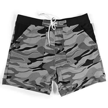 Taddlee Swimwear Men Basic Long Swimming Trunk Surf Camo Shorts Swimsuits Pocket Gray Medium