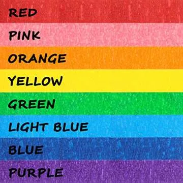 8 Rolls Colored Masking Tape Rainbow Colors Painters Tape Colorful Craft Art Paper Tape for Kids Labeling Arts Crafts DIY Decorative Coding Decoration Teaching Supplies, 0.6 Inch x 16 Yard, 8 Colors