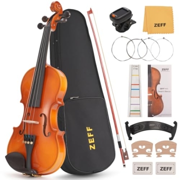 ZEFF Violin for Kids,Beginners & Adults, Size 4/4 Full Acoustic Violin with Bow, Case,Tuner, Bridge,...