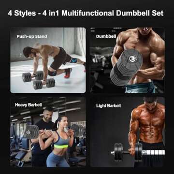 RUNWE Adjustable Dumbbells Barbell Set, Free Weight Set with Steel Connector at Home/Office/Gym Fitness Workout Exercises Training, All-Purpose for Men/Women/Beginner/Pro(70 lbs-2 Dumbbells in Total)