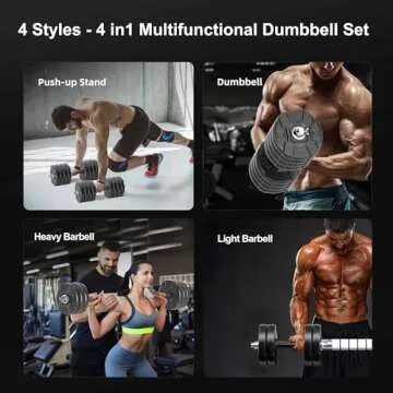 RUNWE Adjustable Dumbbells Barbell Set, Free Weight Set with Steel Connector at Home/Office/Gym Fitness Workout Exercises Training, All-Purpose for Men/Women/Beginner/Pro(70 lbs-2 Dumbbells in Total)