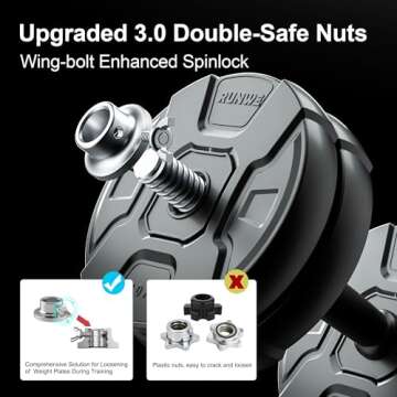 RUNWE Adjustable Dumbbells Barbell Set, Free Weight Set with Steel Connector at Home/Office/Gym Fitness Workout Exercises Training, All-Purpose for Men/Women/Beginner/Pro(70 lbs-2 Dumbbells in Total)