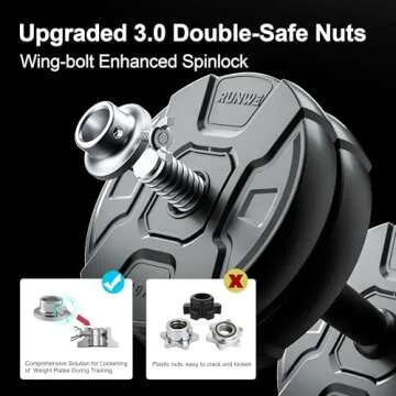 RUNWE Adjustable Dumbbells Barbell Set, Free Weight Set with Steel Connector at Home/Office/Gym Fitness Workout Exercises Training, All-Purpose for Men/Women/Beginner/Pro(70 lbs-2 Dumbbells in Total)