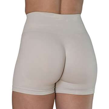 AUROLA CAMO Collection Workout Shorts for Women Subtle Logo Seamless Scrunch Gym Yoga Running Active Short,Camo-Blanc De Blanc,M