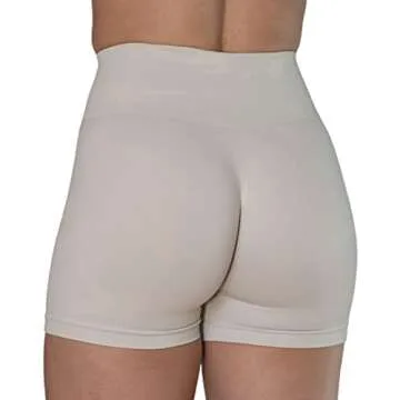 AUROLA CAMO Collection Workout Shorts for Women Subtle Logo Seamless Scrunch Gym Yoga Running Active Short,Camo-Blanc De Blanc,M