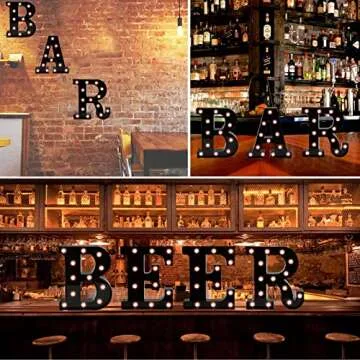 Light Up Black Alphabet Marquee Letters Sign LED Marquee Number Lights Sign for Night Light Home Bar Christmas Lamp Birthday Party Wedding Decoration O