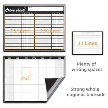 JJPRO Magnetic Monthly Calendar and Chore Chart Set for Refrigerator-Dry Erase Chore Chart,Monthly Calendar for Fridge- One Bonus to do Notepad Whiteboard-Month&Chore Chart
