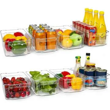 8pcs HOOJO Clear Fridge Organizer Bins - BPA Free