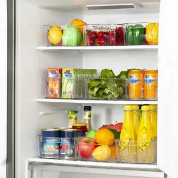 8pcs HOOJO Clear Fridge Organizer Bins - BPA Free