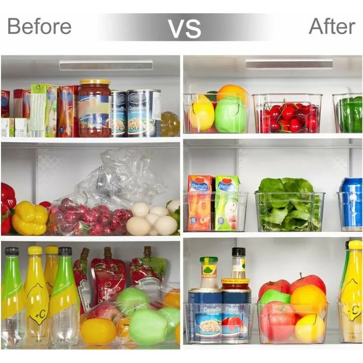 8pcs HOOJO Clear Fridge Organizer Bins - BPA Free