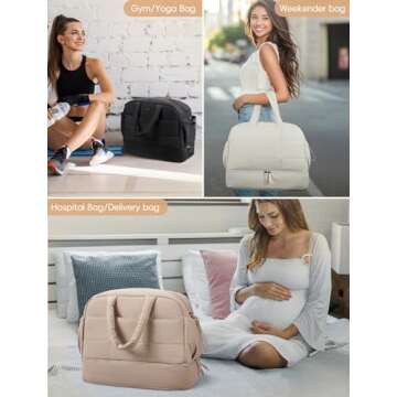 CLUCI Duffle Bag for Travel,Carry on Bag with Shoe Compartment,Puffer Tote Bag for Women Small Duffe...