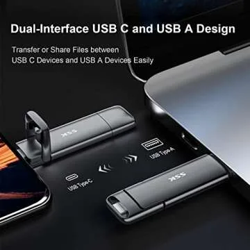 SSK 1TB USB Drive, External SSD USB Fast 550MB/s 2-in-1 Dual Drive USB Type C+ USB A 3.2 Gen2 Solid State Thumb Drive SSD Stick for iPhone 15/PS4/Android Phone/Tablet/Windows/Mac