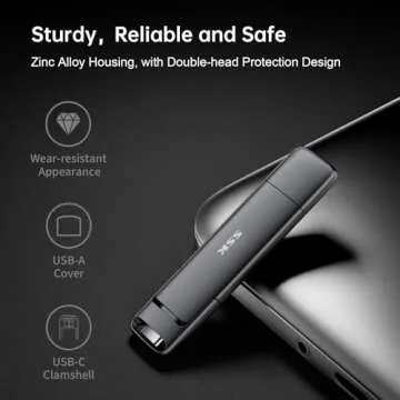 SSK 1TB USB Drive, External SSD USB Fast 550MB/s 2-in-1 Dual Drive USB Type C+ USB A 3.2 Gen2 Solid State Thumb Drive SSD Stick for iPhone 15/PS4/Android Phone/Tablet/Windows/Mac