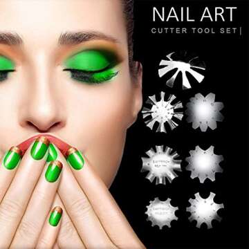 French Smile Line Cutter,Manicure Staniless Steel C Shape Edge Trimmer Templates,for Acrylic Nails DIY Art Nail Mould,for Personal/Salon use(7Pcs Set)