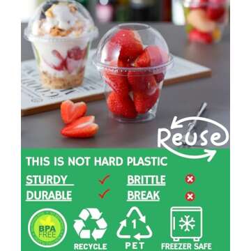 Aatriet 9 oz Clear Plastic Cups with Lids (NO HOLE), 30 Sets Fruit Cups with Lids for Party, Disposable Parfait Cups with Dome Lids, Dessert Cups for Pudding, Cake, Ice Cream, Cupcake, Snacks