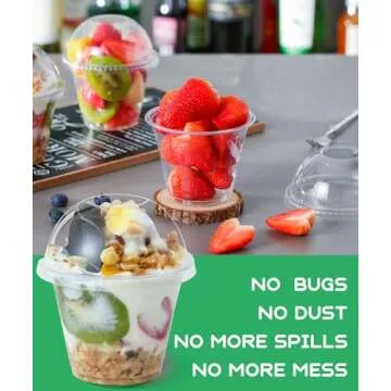 Aatriet 9 oz Clear Plastic Cups with Lids (NO HOLE), 30 Sets Fruit Cups with Lids for Party, Disposable Parfait Cups with Dome Lids, Dessert Cups for Pudding, Cake, Ice Cream, Cupcake, Snacks