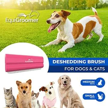 EasyGroomer Deshedding Brush for Dogs Cats | Pink | Undercoat Tool for Large and Small Pets | Comb R...