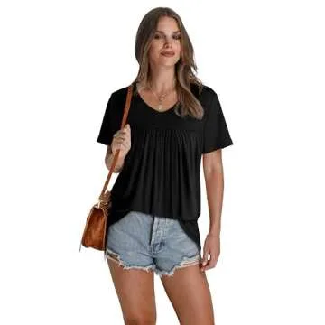 Black Tops for Women Short Sleeve V Neck T Shirts for Women Summer Tops Ladies Blouses Dressy Casual...