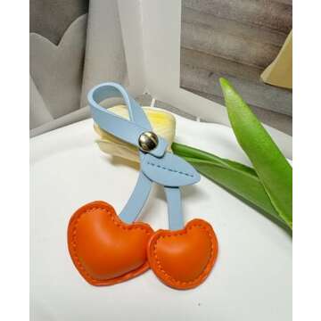 LAEKOU Cherry Bag Charm for Women, Cute Cherry Charms for Purse, Keychain Accessories for Women Handbags Purses