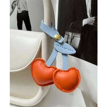 LAEKOU Cherry Bag Charm for Women, Cute Cherry Charms for Purse, Keychain Accessories for Women Handbags Purses