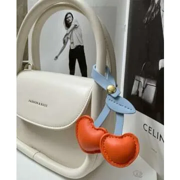 LAEKOU Cherry Bag Charm for Women, Cute Cherry Charms for Purse, Keychain Accessories for Women Handbags Purses