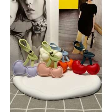 LAEKOU Cherry Bag Charm for Women, Cute Cherry Charms for Purse, Keychain Accessories for Women Handbags Purses