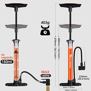 Compact CHIMONA Bike Air Pump 160 PSI for All Bikes