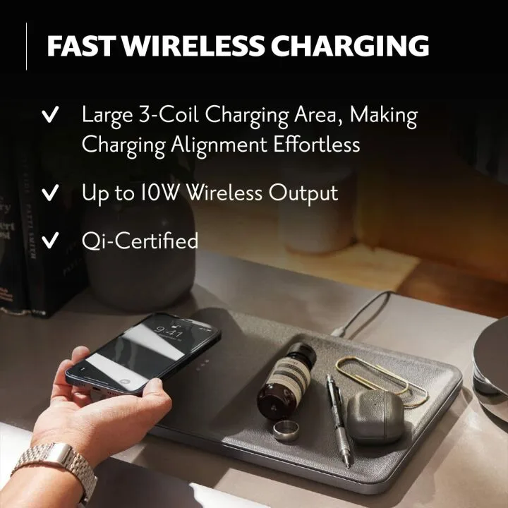 Italian Leather Wireless Charger & Valet Tray