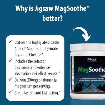 Jigsaw Health MagSoothe | Fast-Acting, Calming Magnesium Glycinate Powder Supplement | Raspberry Lemonade Flavor | 60 Servings (Jar)