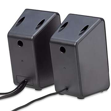 Amazon Basics USB-Powered Computer Speakers for Desktop or Laptop PC with Volume Control, Plug-N-Play, Black