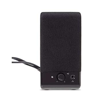 Amazon Basics USB-Powered Computer Speakers for Desktop or Laptop PC with Volume Control, Plug-N-Play, Black