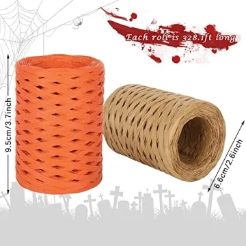 Whaline 984Ft Halloween Raffia Ribbon for Crafting