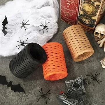 Whaline 984Ft Halloween Raffia Ribbon for Crafting
