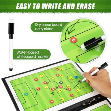 Soccer Coaching Board Soccer Coaches Clipboard Tactical Magnetic Board Kit with Dry Erase, Marker Pen and Zipper Bag (Football Board) (Soccer Coaching Board)