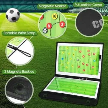 Soccer Coaching Board Soccer Coaches Clipboard Tactical Magnetic Board Kit with Dry Erase, Marker Pen and Zipper Bag (Football Board) (Soccer Coaching Board)