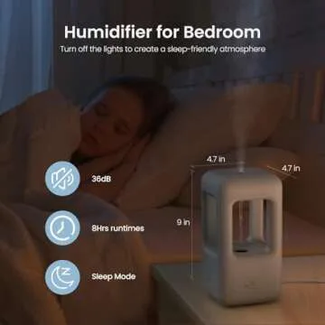 Humidifiers for Bedroom, Small Cool Mist Ultrasonic Air Humidifier Quiet for Indoor Plant Baby Nursery Adults Kids Large Room Home Office Desk, Mini Cute Anti Gravity Water Drop, Easy to Clean