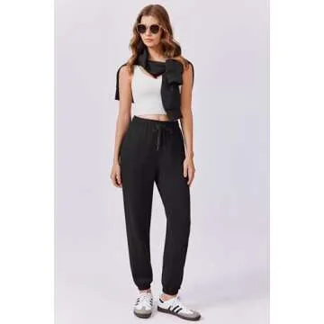 PINSPARK Airport Outfits for Women 2024 Fall 2 Piece Tracksuit Lounge Set Long Sleeve Half Zip Sweatshirt Sweatpants Jogger Sets,Black Large